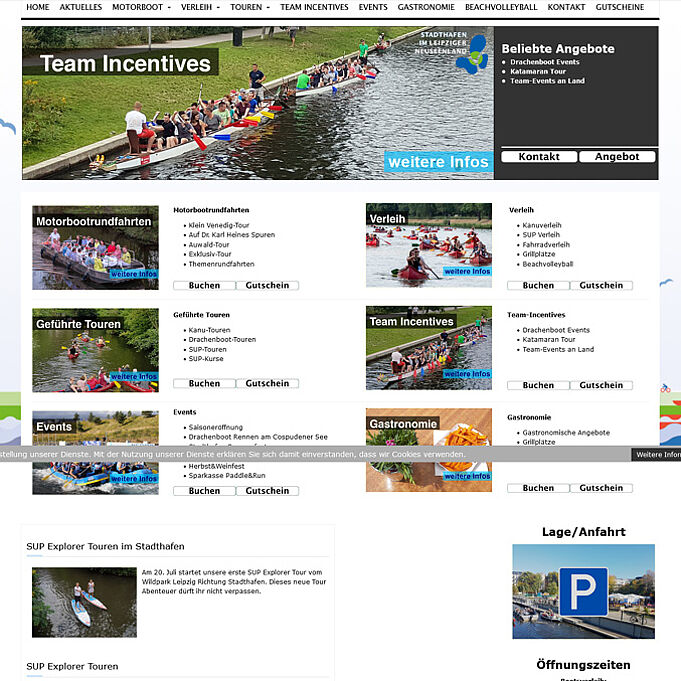 Screenshot of the old website of Stadthafen Leipzig