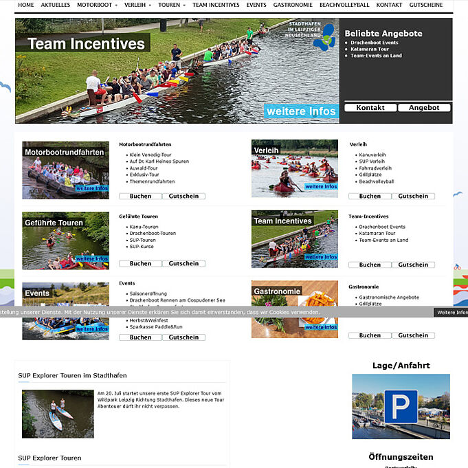 Screenshot der alten Website von Stadthafen Leipzig