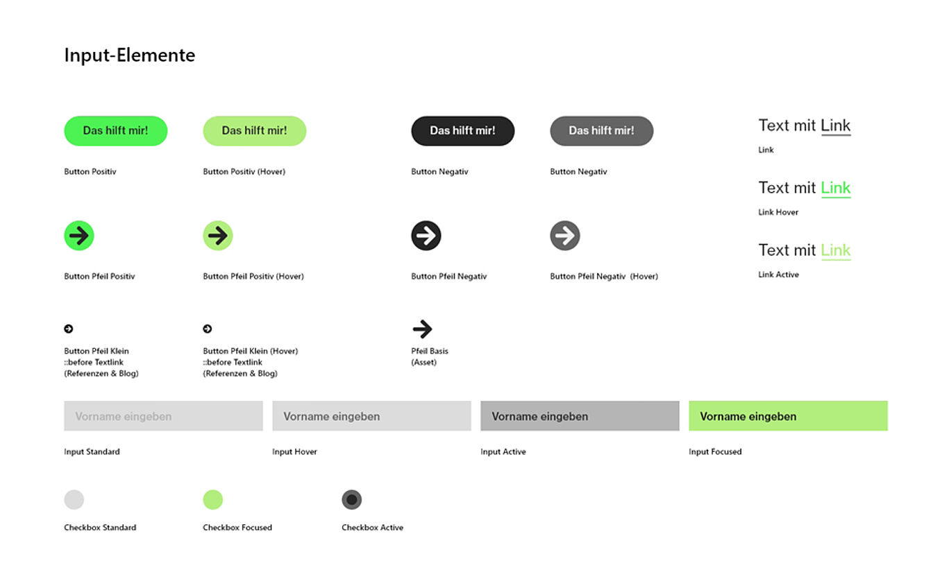 Screenshot der Input-Elemente