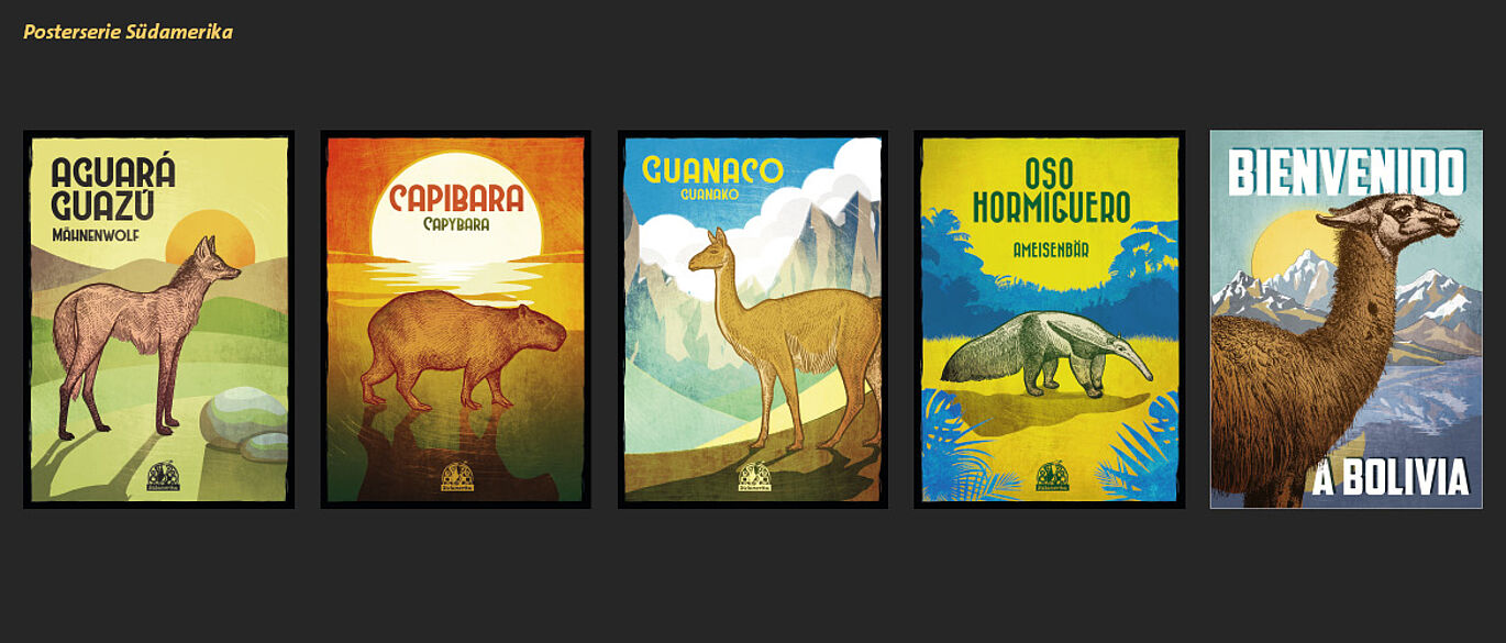 Auch für zu Hause! Grafische Poster Illustrationen des Leipziger Zoos als Teil der Ausstellungsgestaltung