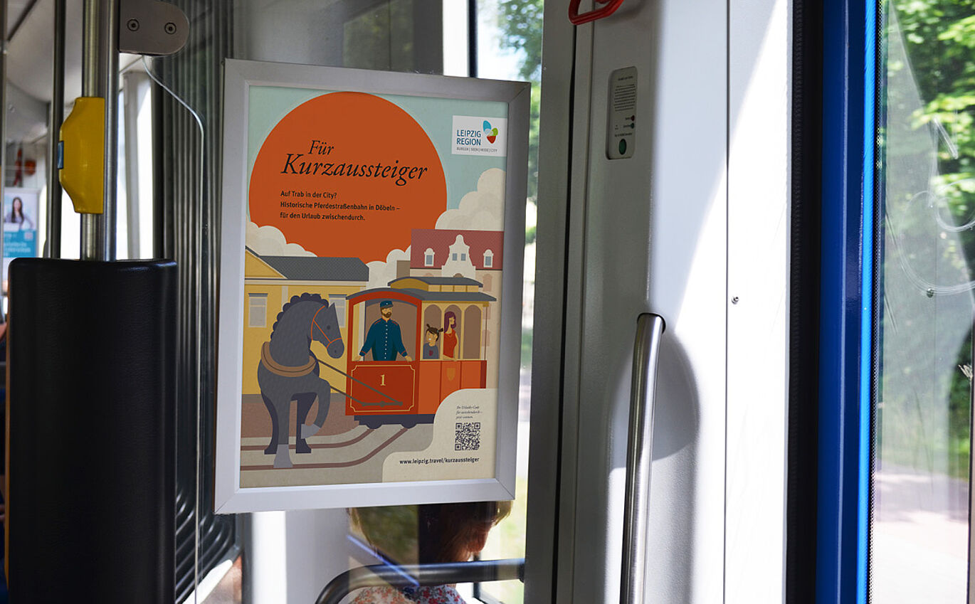 Public transport advertising in a streetcar