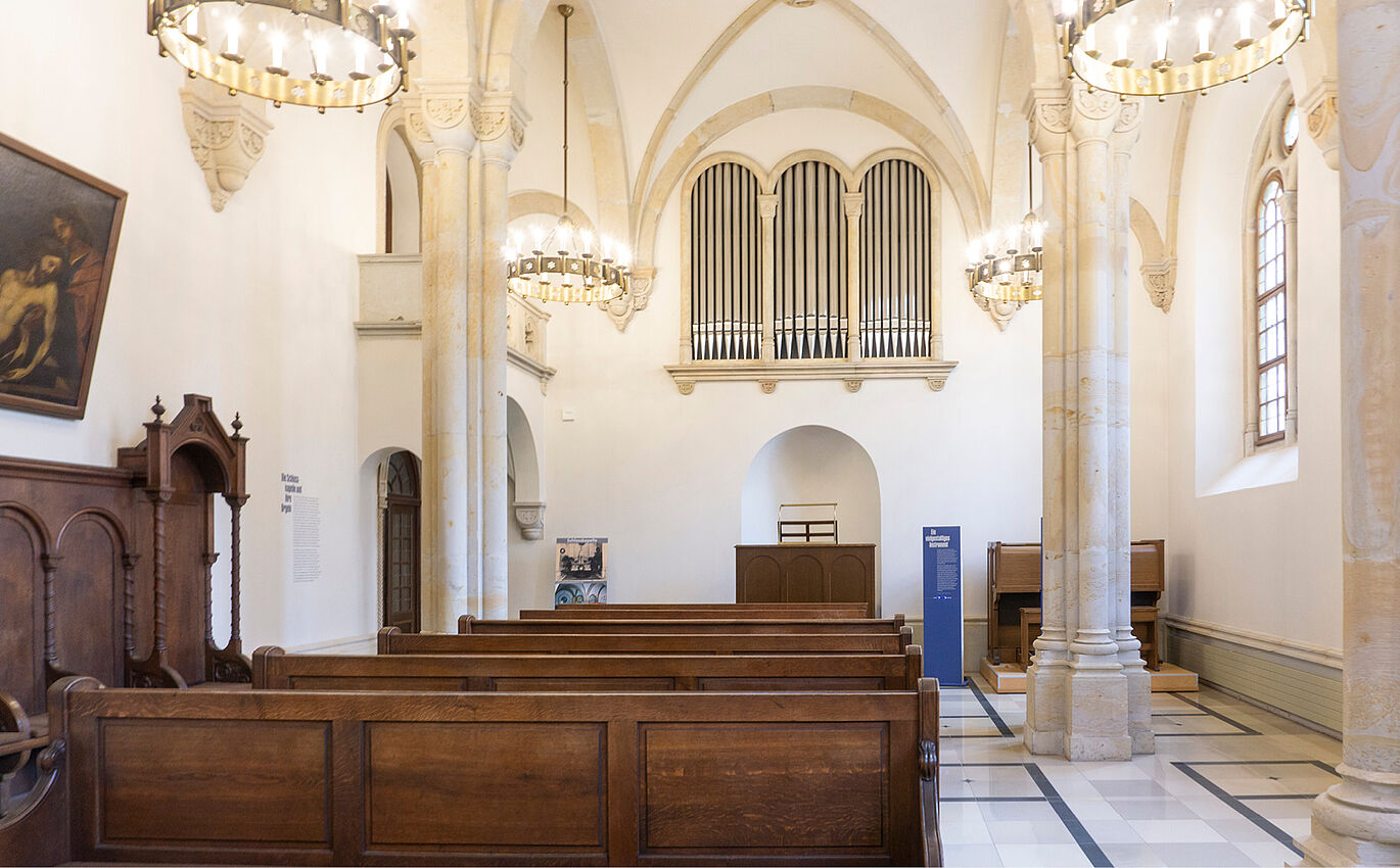 Schlossarchitektur Schlosskapelle Waldenburg, ein Teil der Ausstellungsgestaltung