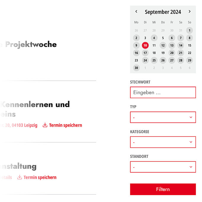 Filtermöglichkeiten für die Termin-Ansicht