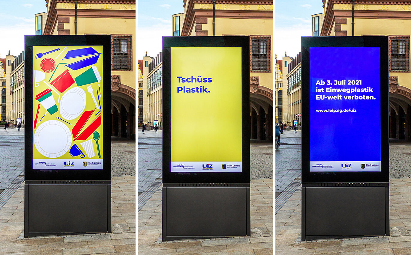 Einzelne Frames der Animation auf einem Digital City Light Poster