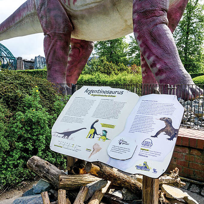 Life-size Argentinosaurus and information board