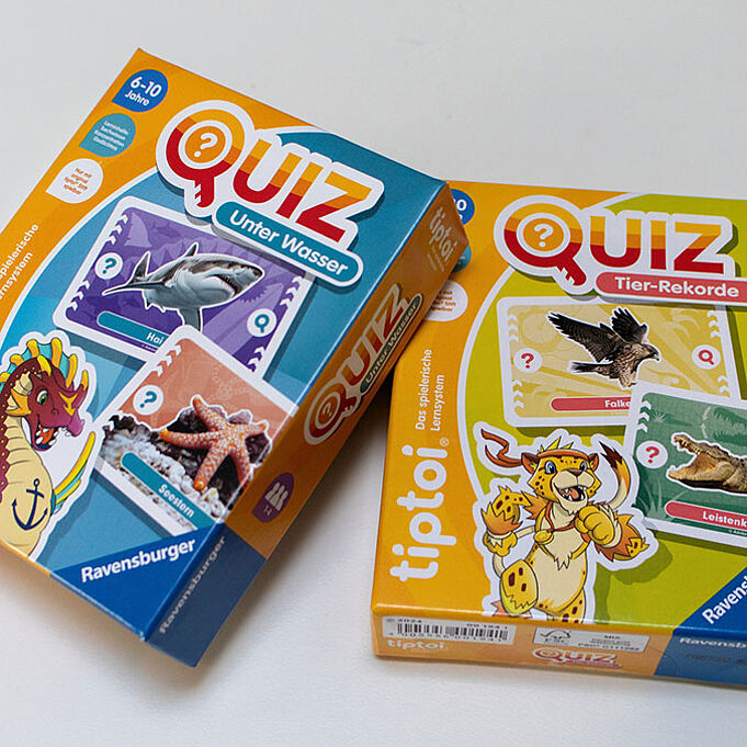 Quizboxen "Unter Wasser" und "Tier-Rekorde" gestapelt
