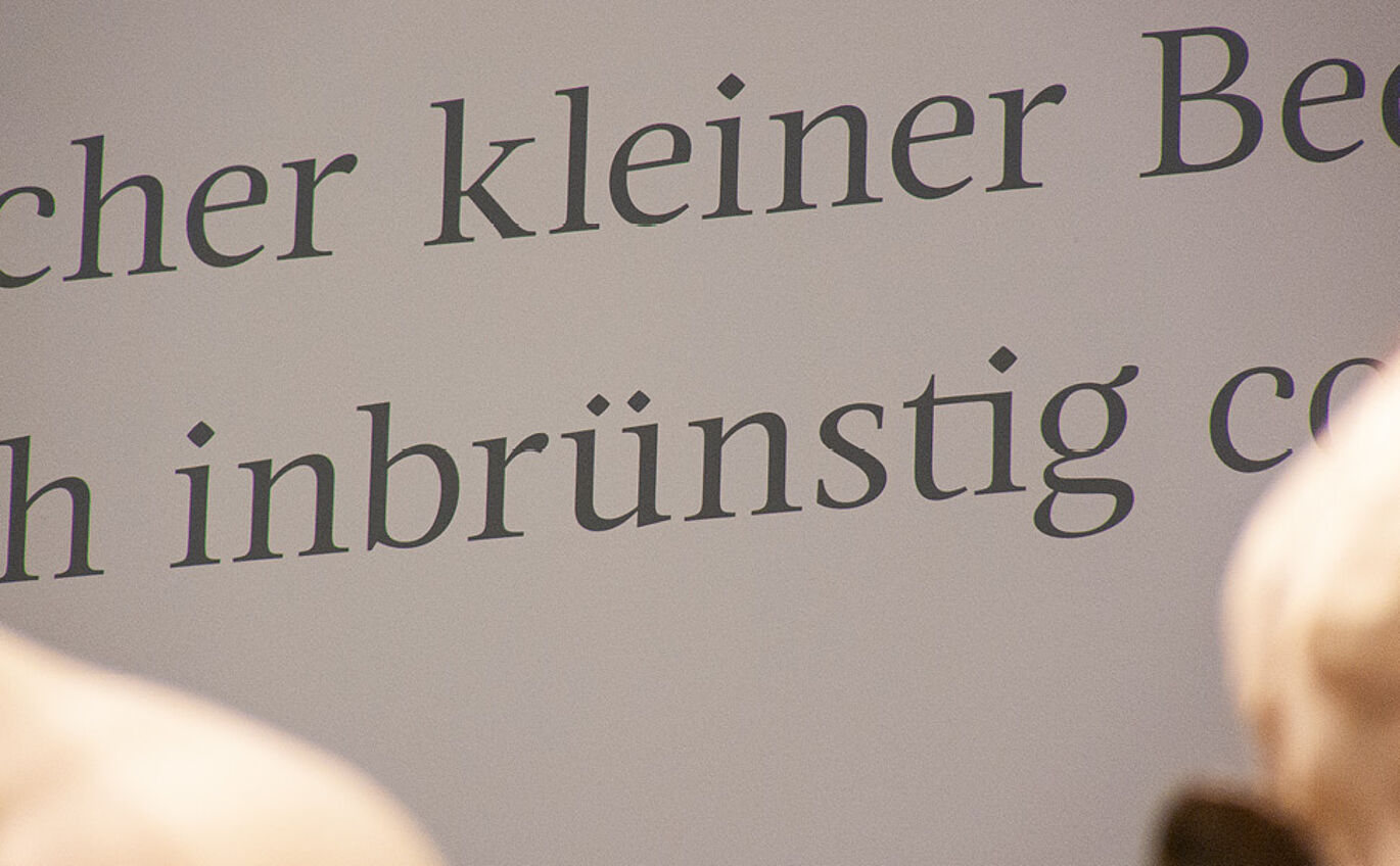 Detail of typographic wall design as part of the exhibition design 