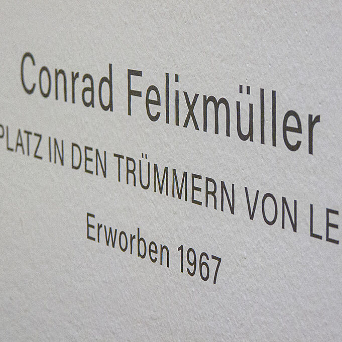 Detail of typographic wall design without serifs as part of the exhibition design 