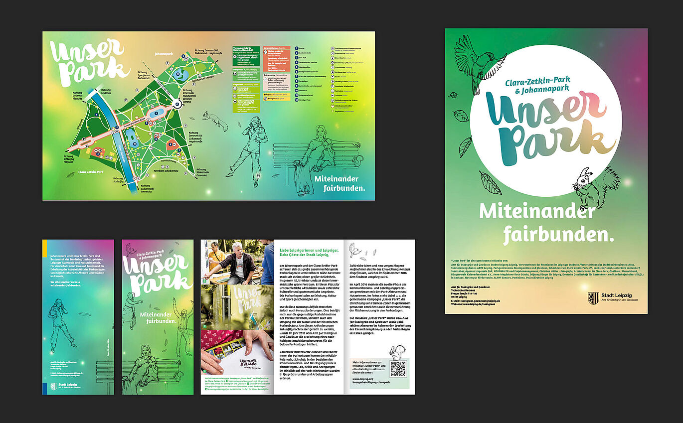 farbenfrohes Corporate Design der Kampagne Unser Park