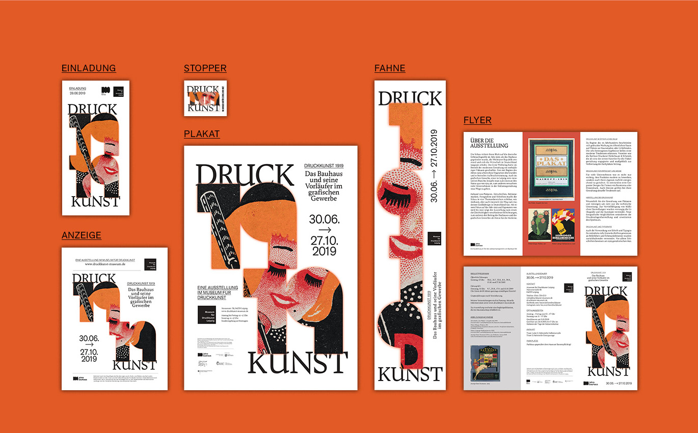 Ausstellungsmarketing Kommunikationsprodukte für das Ausstellungsmarketing in Form von Ausstellungseinladungen, -anzeigen, fahnen und flyer