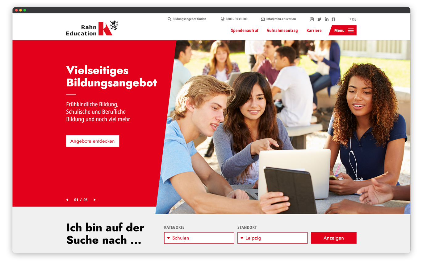 Startseite Rahn Education Redesign
