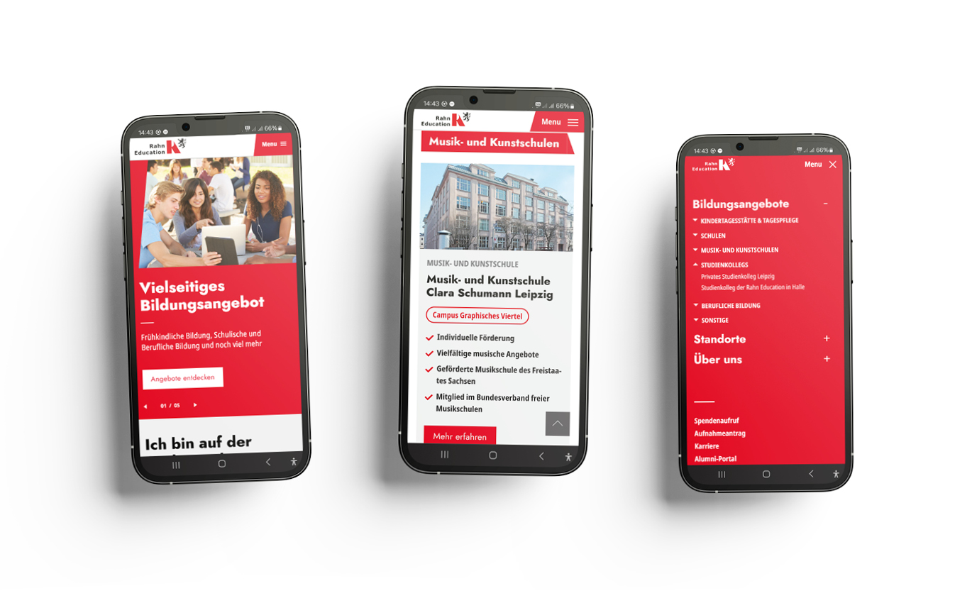 Verschiedene Unterseiten in Handy-Mockups