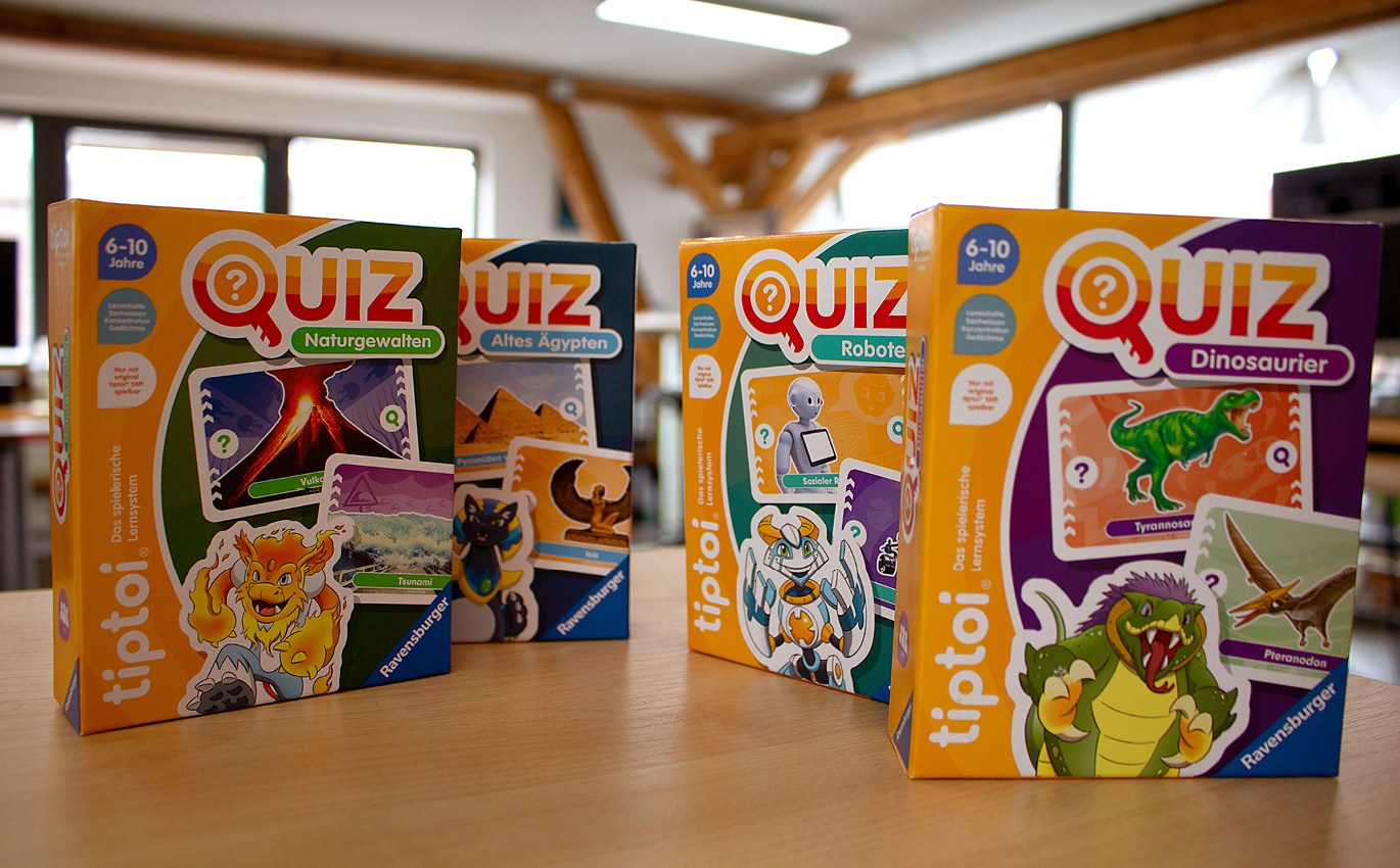 Packaging der vier verschiedenen tiptoi Quizze