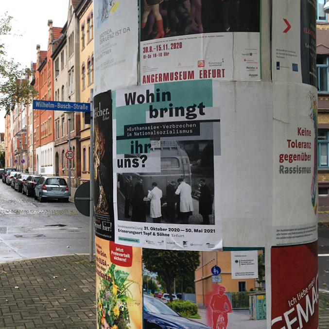 Outdoor advertising: poster on advertising pillar
