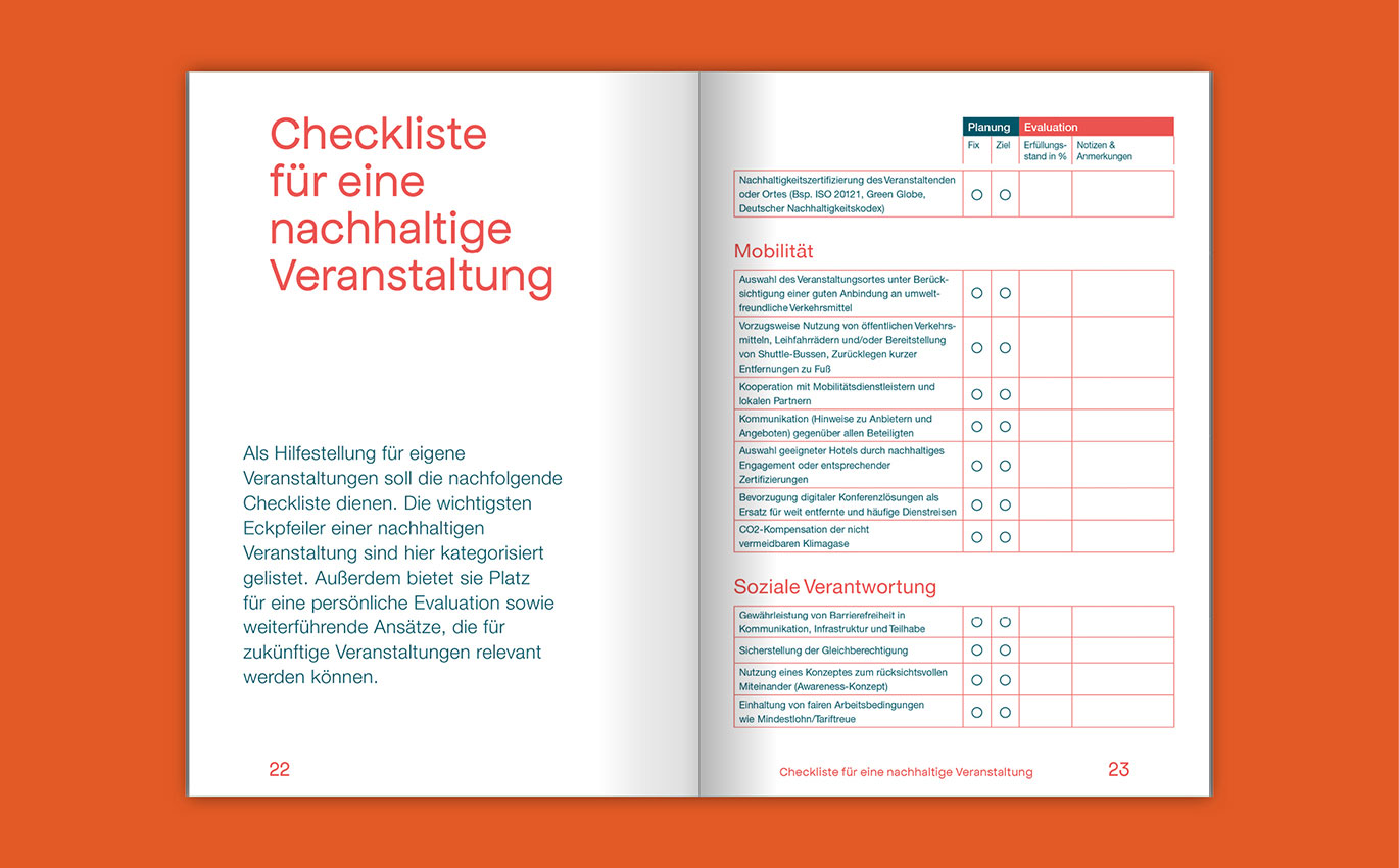 Broschüren Layout mit Fließtext und Checkliste
