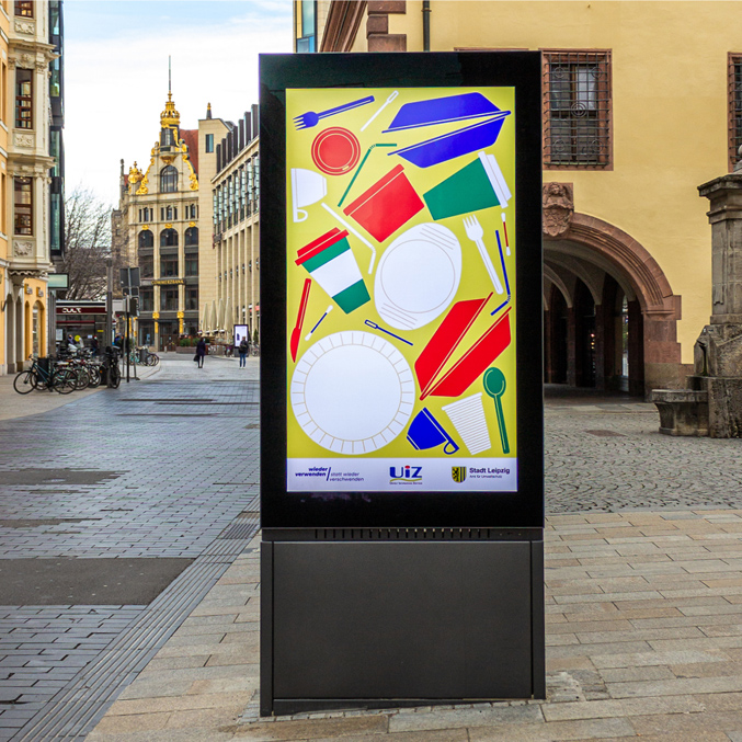 Hingucker Bunte Illustrationen auf einem Digital City Light Poster