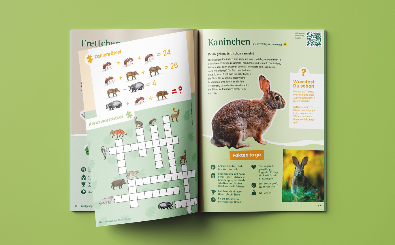 Aufgeschlagene Broschüre: Fakten über das Kaninchen